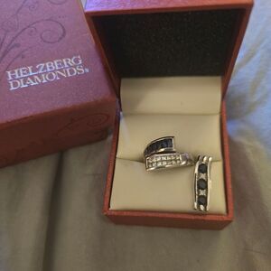 HELZBERG  DIAMONDS SAPPHIRE AND DIAMOND RING W/ MATCHING PENDANT